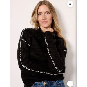 Evereve Black Knit Mock neck Sweater